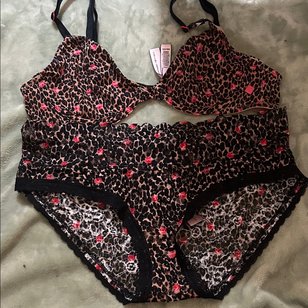 Victoria's Secret Leopard Print Bra and Panty Set